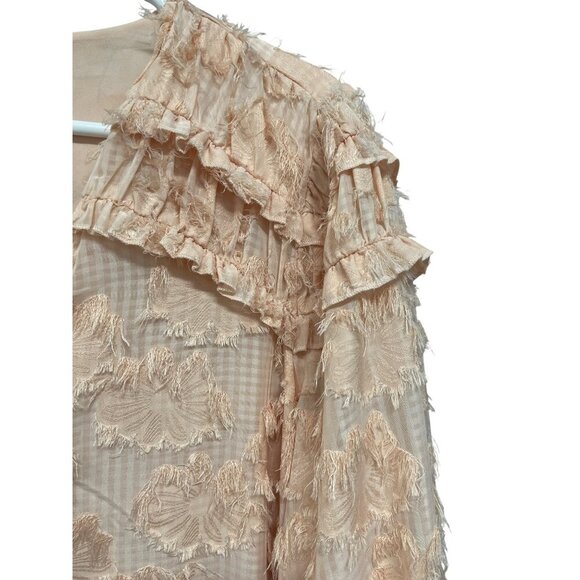 Cato Blush Textured BOHO Blouse Floral Pattern Ruffled Details Womens 18/20 - Picture 4 of 6